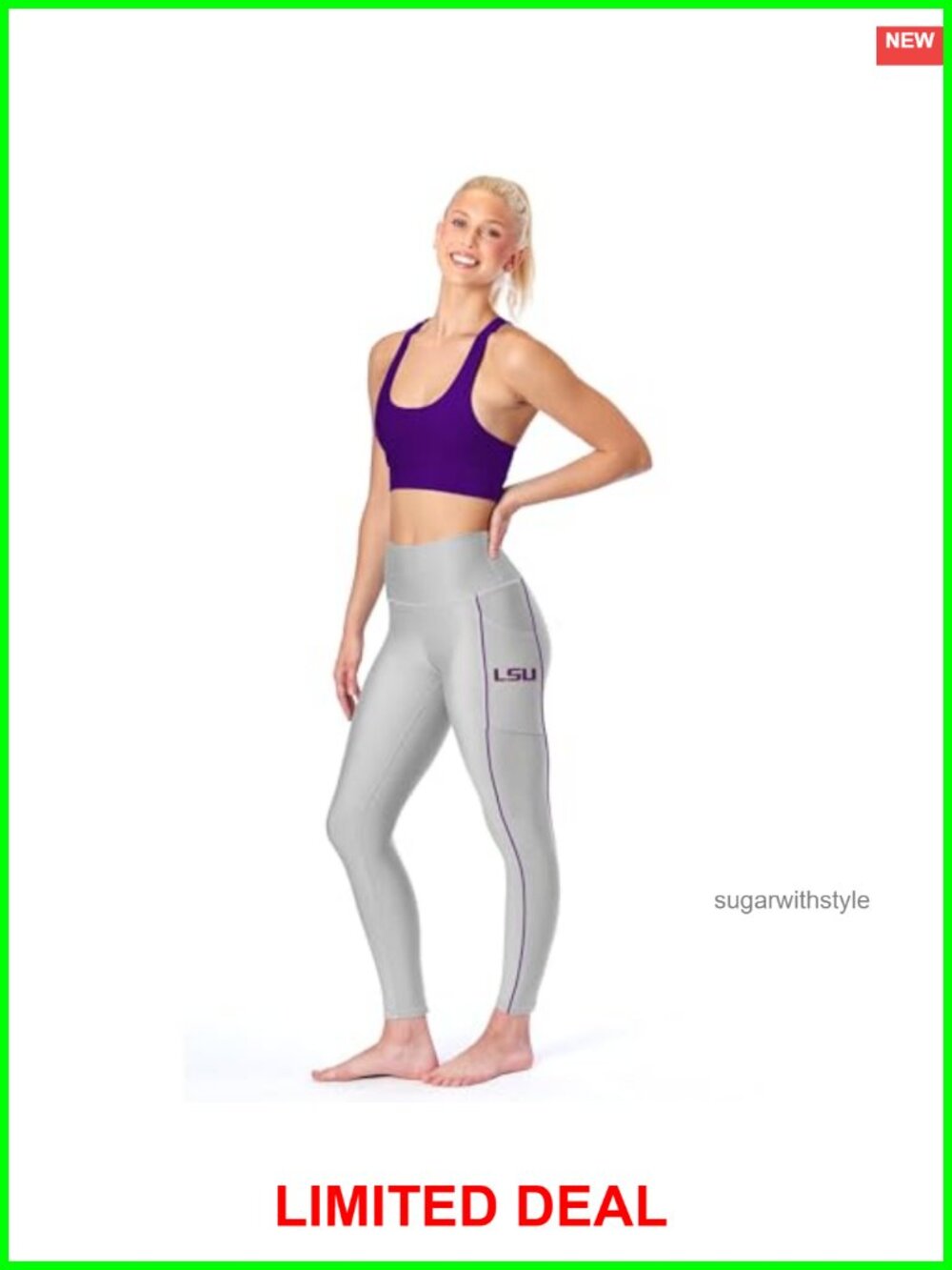 NHL High Waisted 2 Pocket Leggings Athletic Yoga Pants Tummy Control